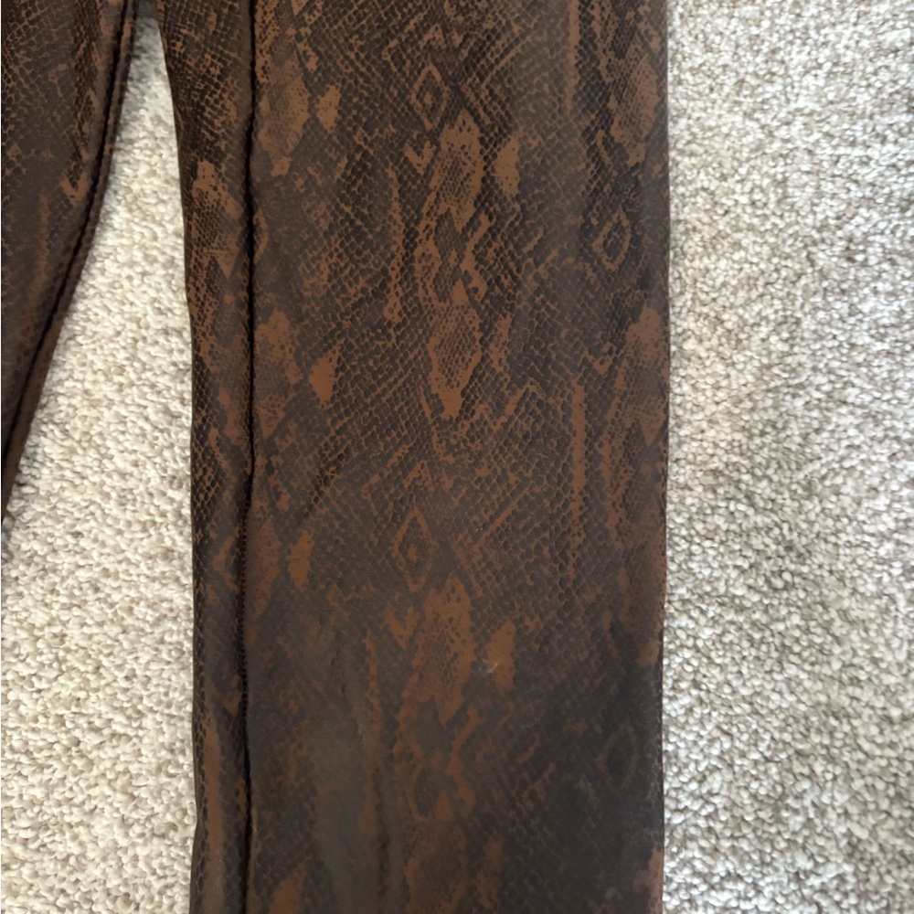 SPANX Faux Leather Snakeskin Brown Leggings - Picture 5 of 7